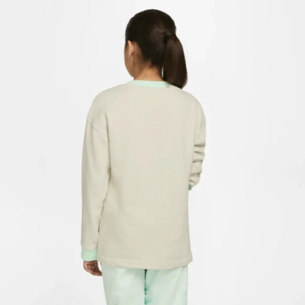 Nike Coquette Sweatshirt Girls Medium Tan Crew Neck Long Sleeve Pullover GBO269